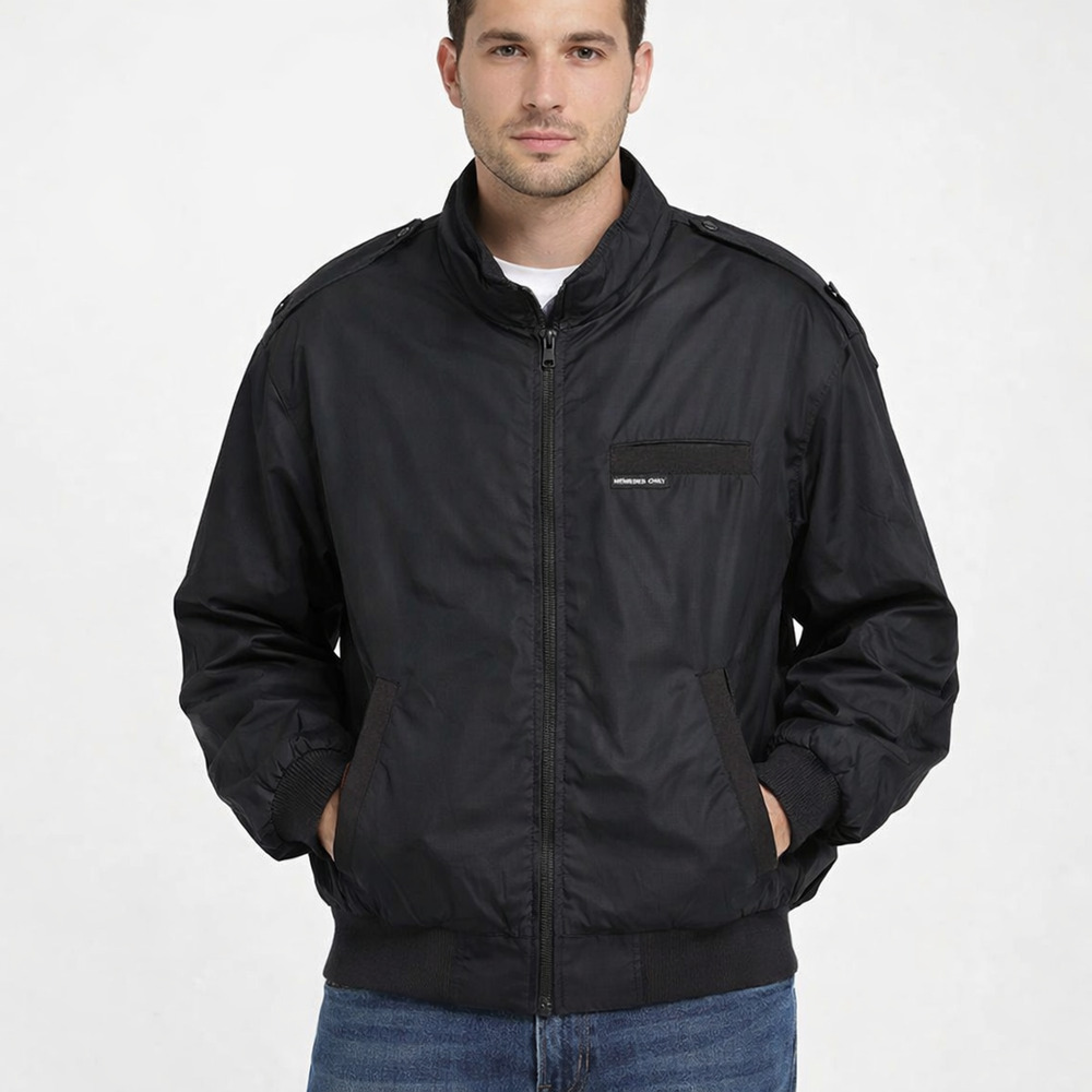 Members Only Bomber Jacket Men's XXL Lined Lightweight Classic Zip Coat BLACK